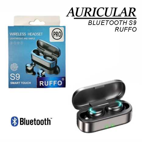 AURICULAR IN EAR INALAMBRICO S9 BLUETOOTH TACTIL NEGRO